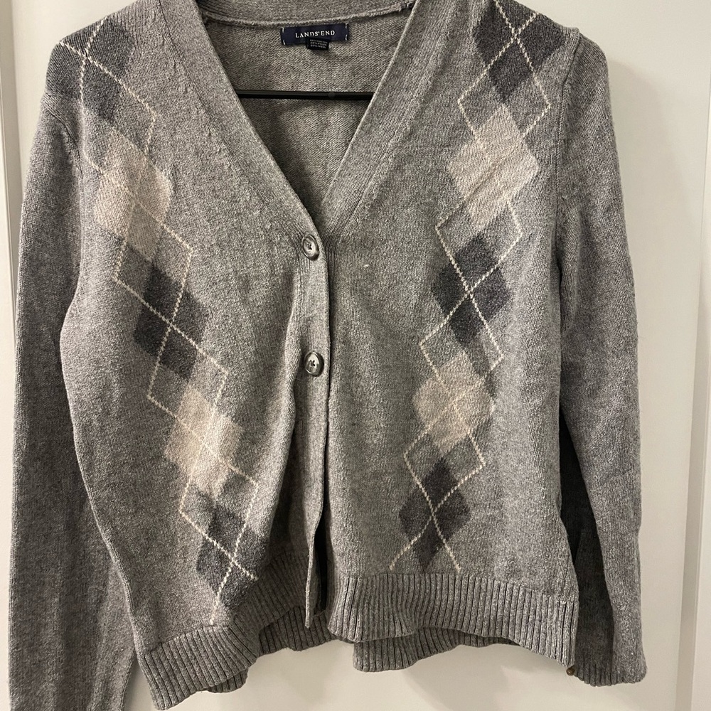 lands end argyle cardigan